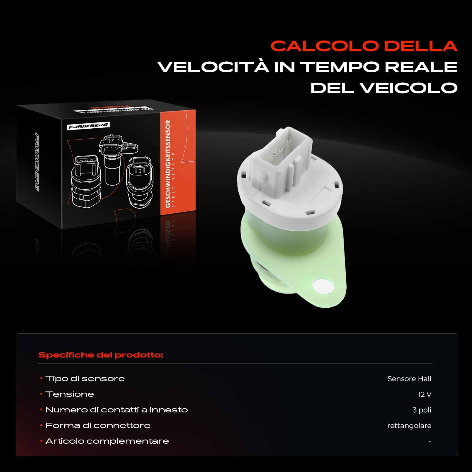 Frankberg Sensore di percorrenza Sensore albero tachimetrico Compatibile con 206 CC 2D 307 Break 3E 307 CC 3B C3 I FC FN C2 JM Replace# 9635057280