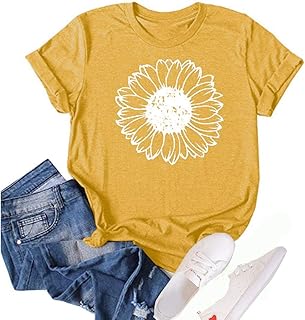 Women's Summer Sunflower T Shirt Cute Flower Graphic...