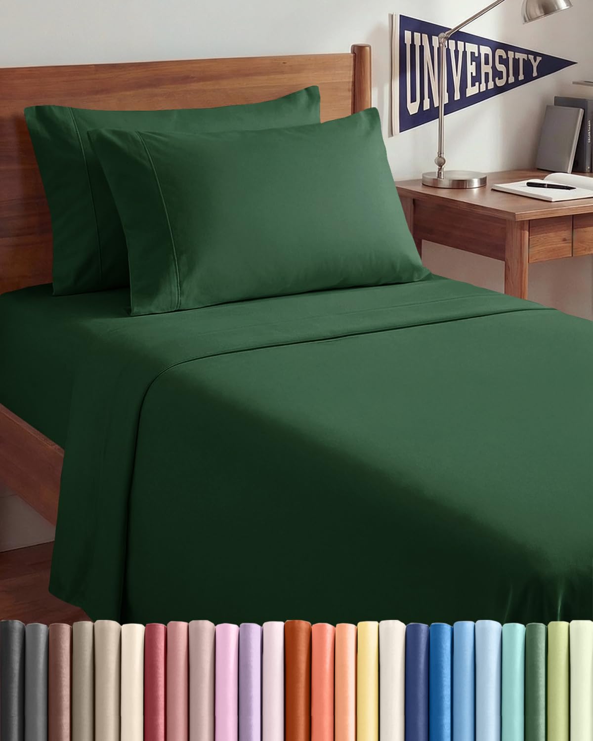 Parure de lit vert émeraude de qualité hôtelière en tissu ultra doux pour un confort absolu