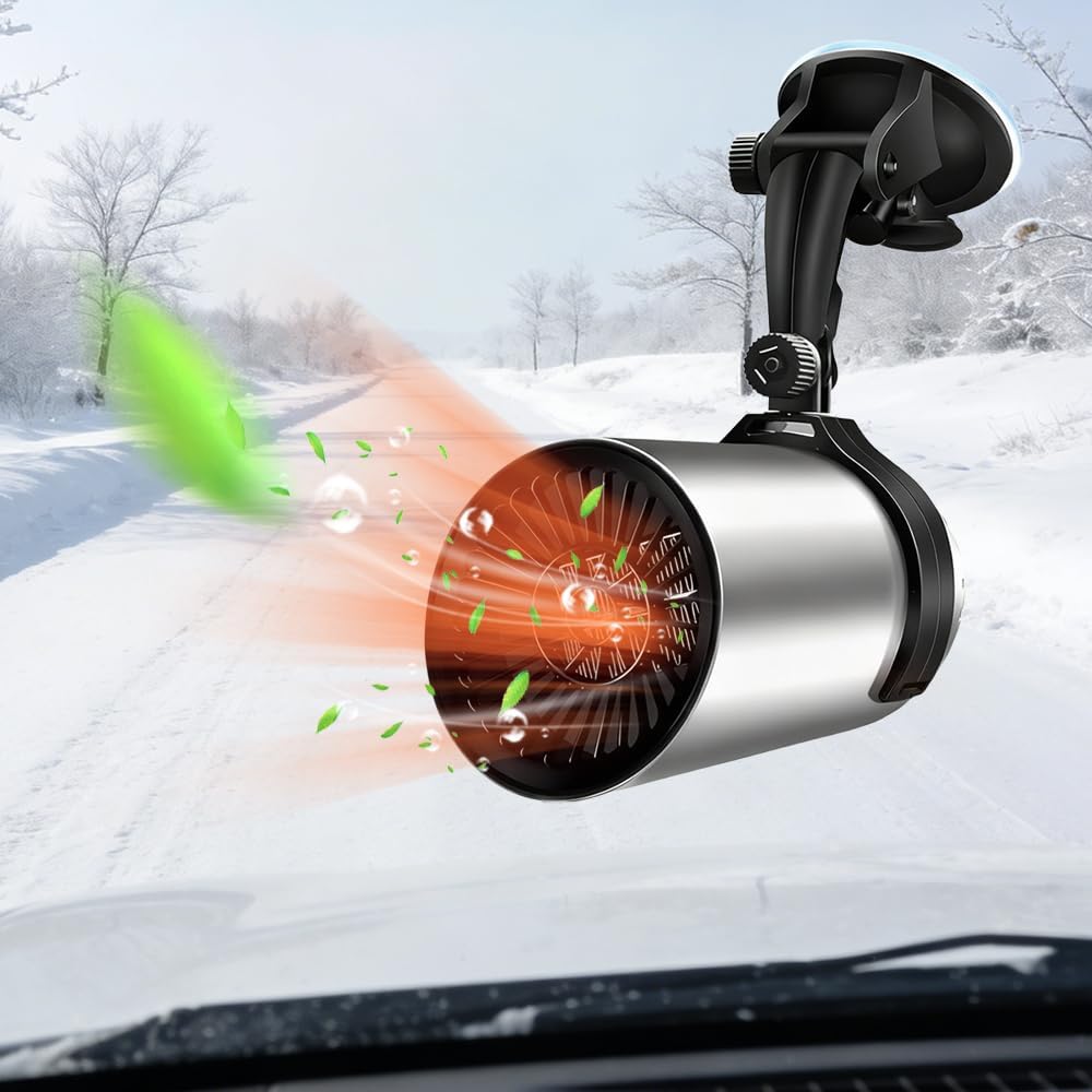 2-in-1 Portable Car Heater Cooling Fan, 12V Fast Heating Car Defroster Windshield Heater, Suitable for Quick Defrosting & Demisting (1PCS)