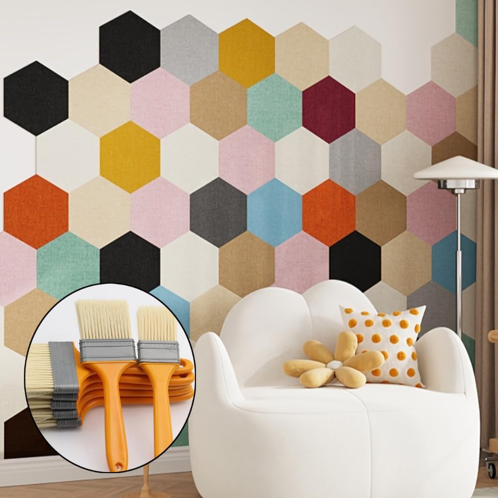 Lot de 10 pinceaux plats de 20,3 cm - Pinceau à lasure - Pinceau de peinture - Avec manche en plastique - Brosse manuelle pour le décapage - Pour murs, clôtures, balustrades en bois
