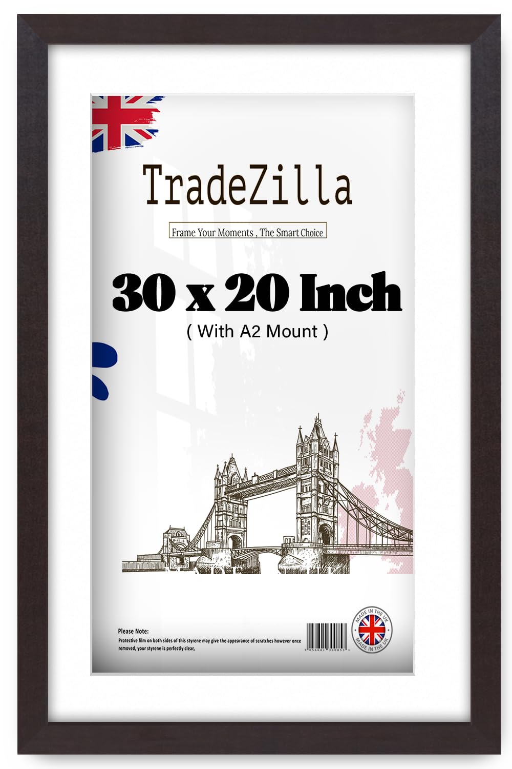 TradeZilla | Professional MDF Frame (76.2 x 50.8 cm) with A2-(41.90 x 59.40 cm) White Mount Decorative Display | 20" x 30" Picture, Diploma, Artwork Frame for Interior Spaces [ Mahogany ]