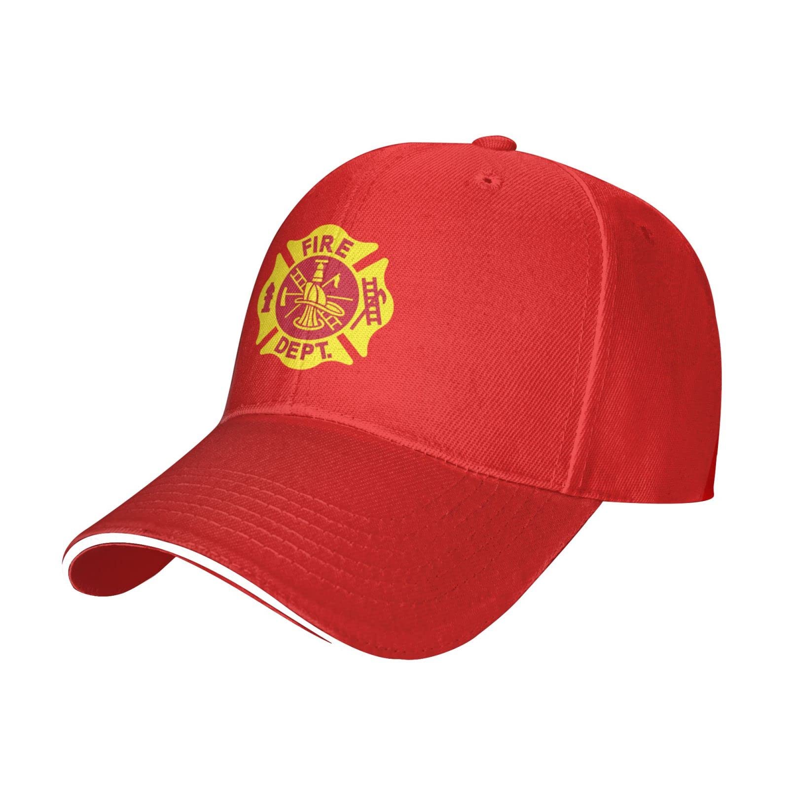 Oudrspo Fire Fighters Fire Department Adjustable Sandwich Bill Hat Baseball Cap Trucker Cap Red