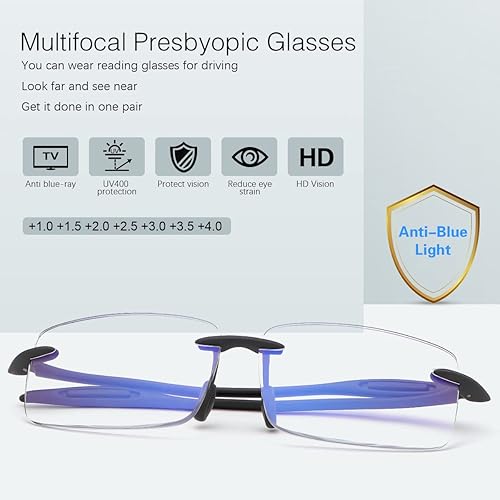Miniatura 4 de Progressive Multifocus - Lentes de lectura sin línea o lector de aumento de lente completa con bloqueo de luz azul para hombres y mujeres
