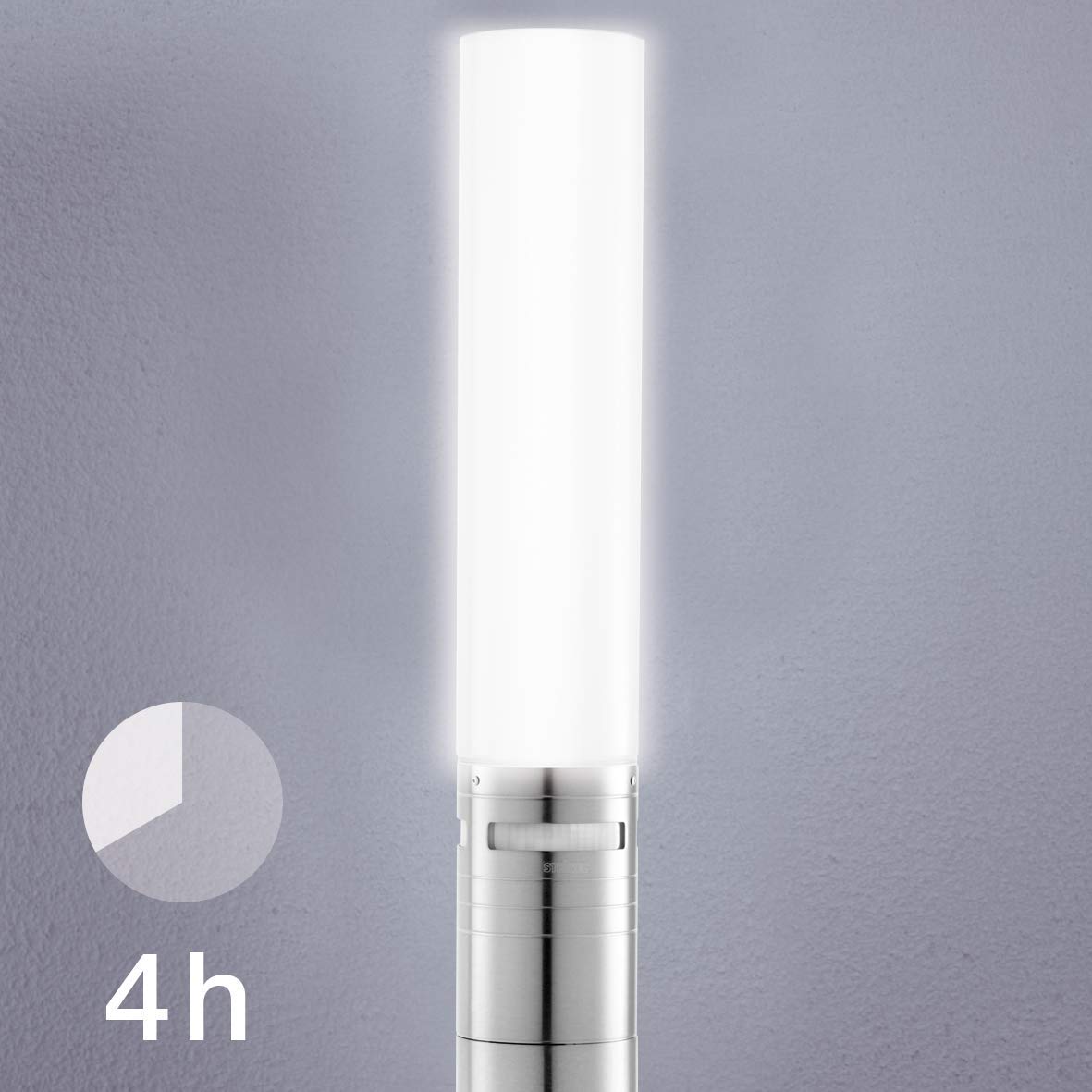Steinel LED Gartenleuchte GL 60 S, Wegeleuchte mit 360° Bewegungsmelder, Max. 12 m Reichweite, 9.78 W, Edelstahlgehäuse, Silver