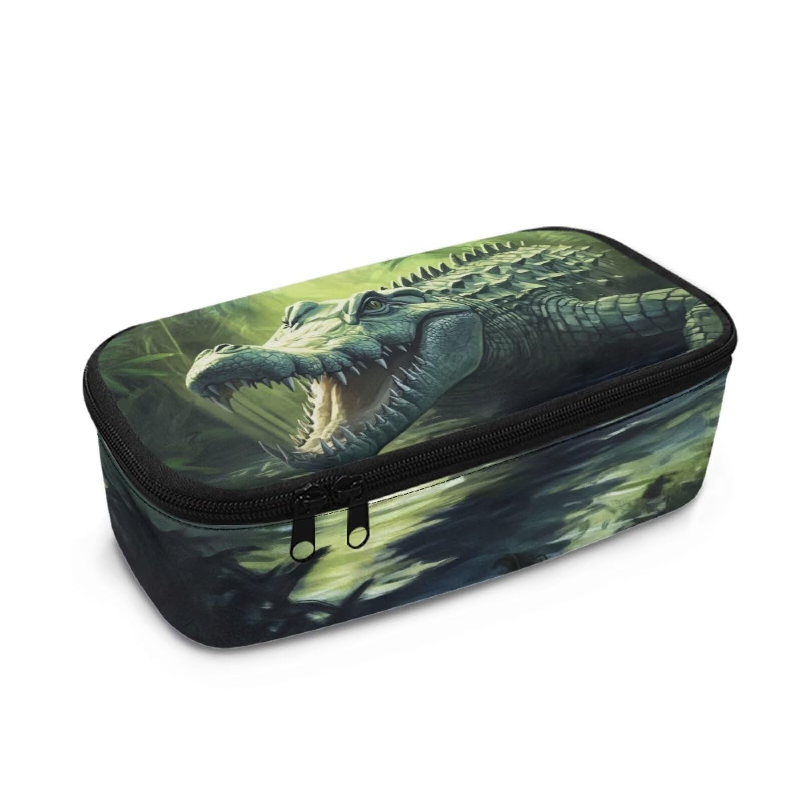 COEQINE Big Capacity Pencil Case Large Capacity Pen Bag for Students Stationery Pouch Pencil Box Desk Organizer with Zipper,Cool Crocodile
