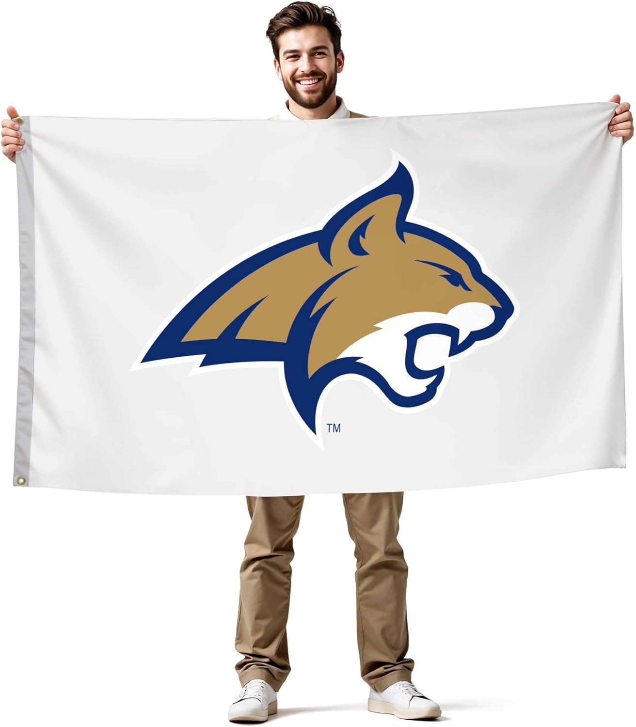 Montana State Bobcats College Sports Printed Flag - NCAA Licensed - Nylon - School Banner (White, Gold, Blue) (3' x 5')