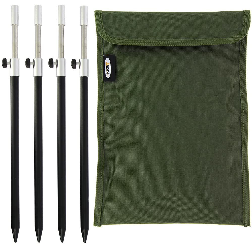 DNA Leisure Aluminium Black Banksticks 30-50cm Carp Coarse Fishing with Deluxe Carry Pouch Bag Setup (4X 30-50cm)