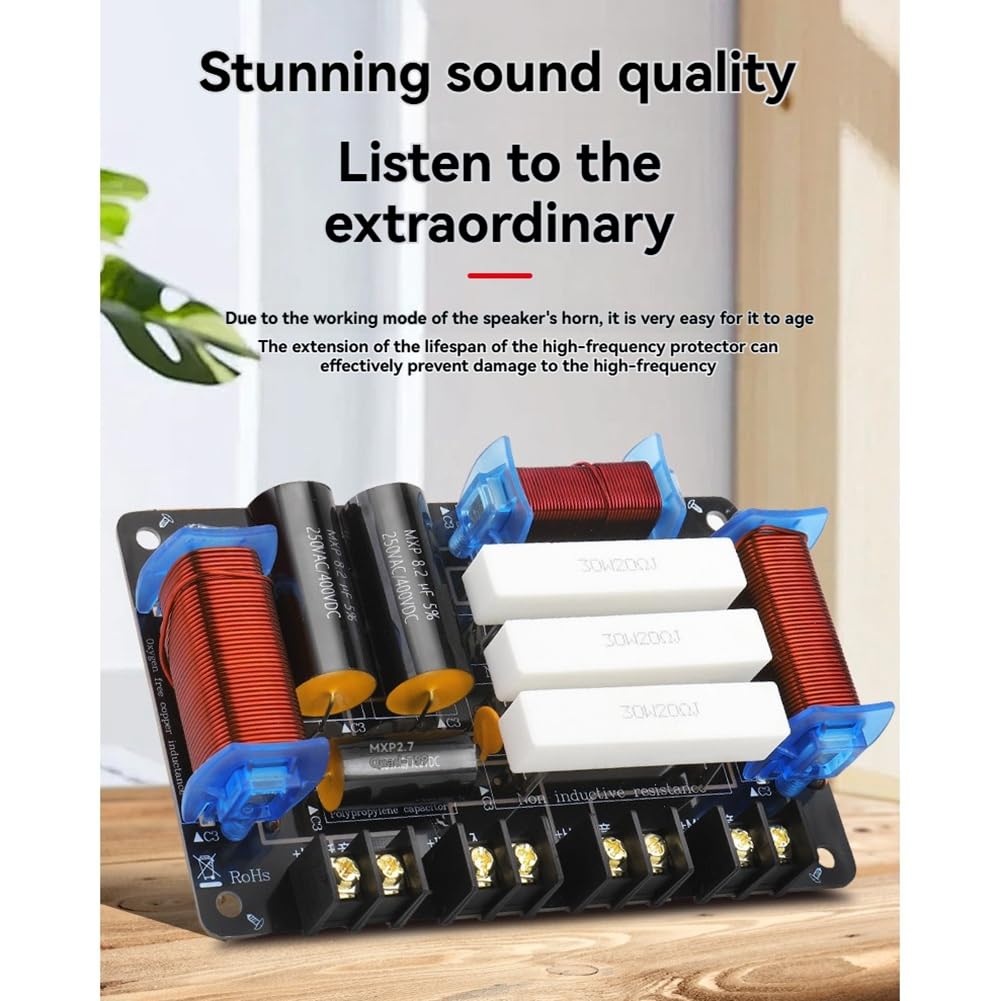 pour Haut-Parleur 3 Voies de 8 Pouces, 10 Pouces et 12 Pouces, 1 Tweeter, 1 Médium, 1 Haut-Parleur de Basse, Filtre Passe-Bas 600W 4Ohm/8Ohm.