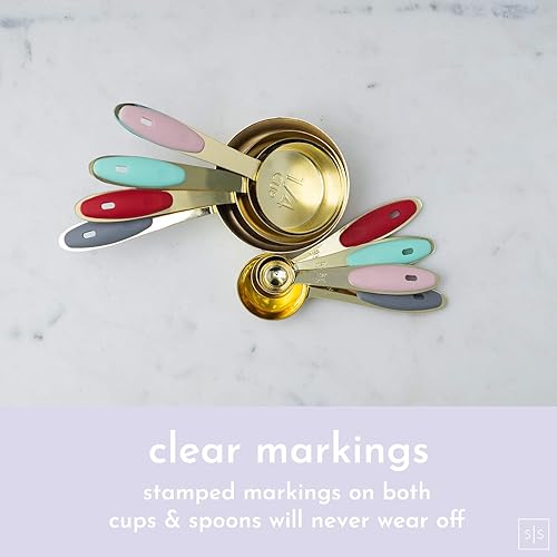 Miniatura 6 de Juego de tazas y cucharas medidoras de acero inoxidable en color dorado y cobre