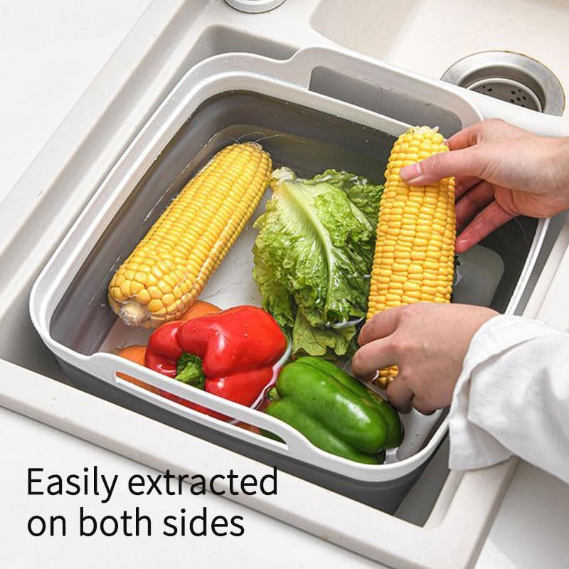 Image of 2.4Gal(9L) Foldable Dish Wish Drain Plug,Space Saving Outdoor Multiuse Sink Tub,Vegetable Washing,Kitchen Storage Tray for Camping,RV(Gray)