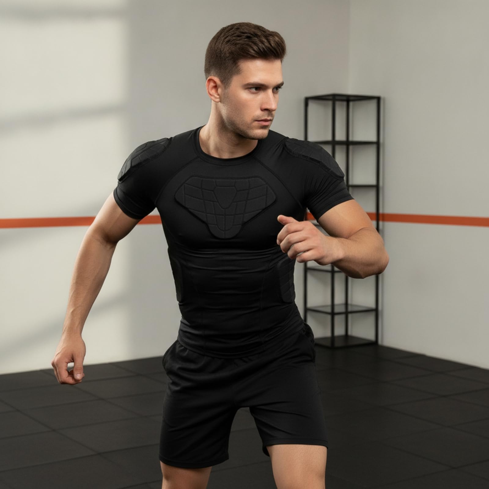 Camiseta Compresión Acolchada Suave Camiseta con Protección Acolchada Gruesa Indumentaria Deportiva para Deportistas