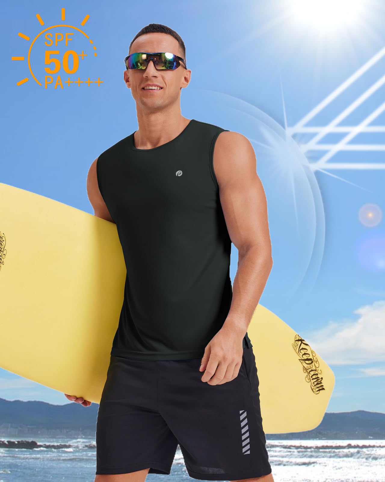 PINSPARK Camiseta Sin Mangas Hombre UPF 50+ Secado Rápido Gimnasio Deportes Running
