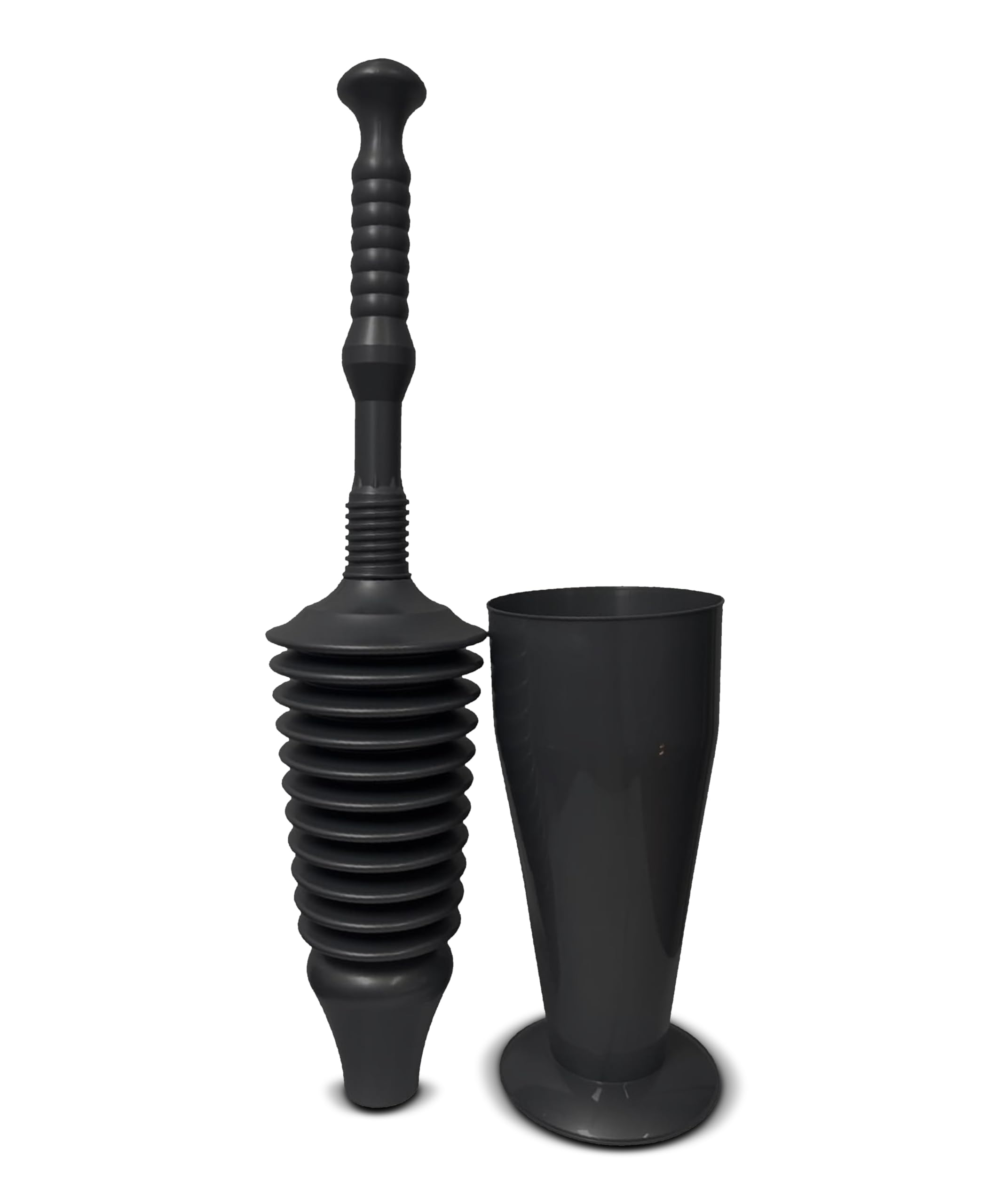 Brista Black Toilet Unblocking Plunger With Holder For Bath Waste Pipes ~ Powerful Toilet Unblocker With Plastic Handle ~ Heavy Duty Kitchen Sink Plunger ~ Bathtub & Drain Blockage Clog Remover Pump (Black)