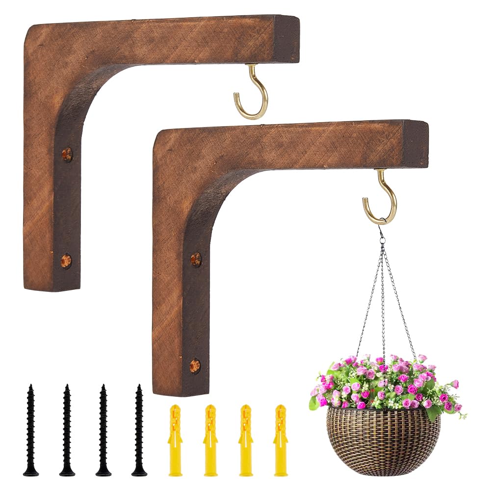 Crochets en bois pour plantes pour fixer solidement une jardinière murale