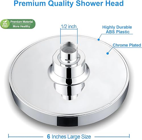 Miniatura 10 de AISINYI Cabezal de ducha de alta presión, cabezal de ducha moderno de lujo de 6 pulgadas con reemplazo ajustable perfecto, restrictor extraíble,