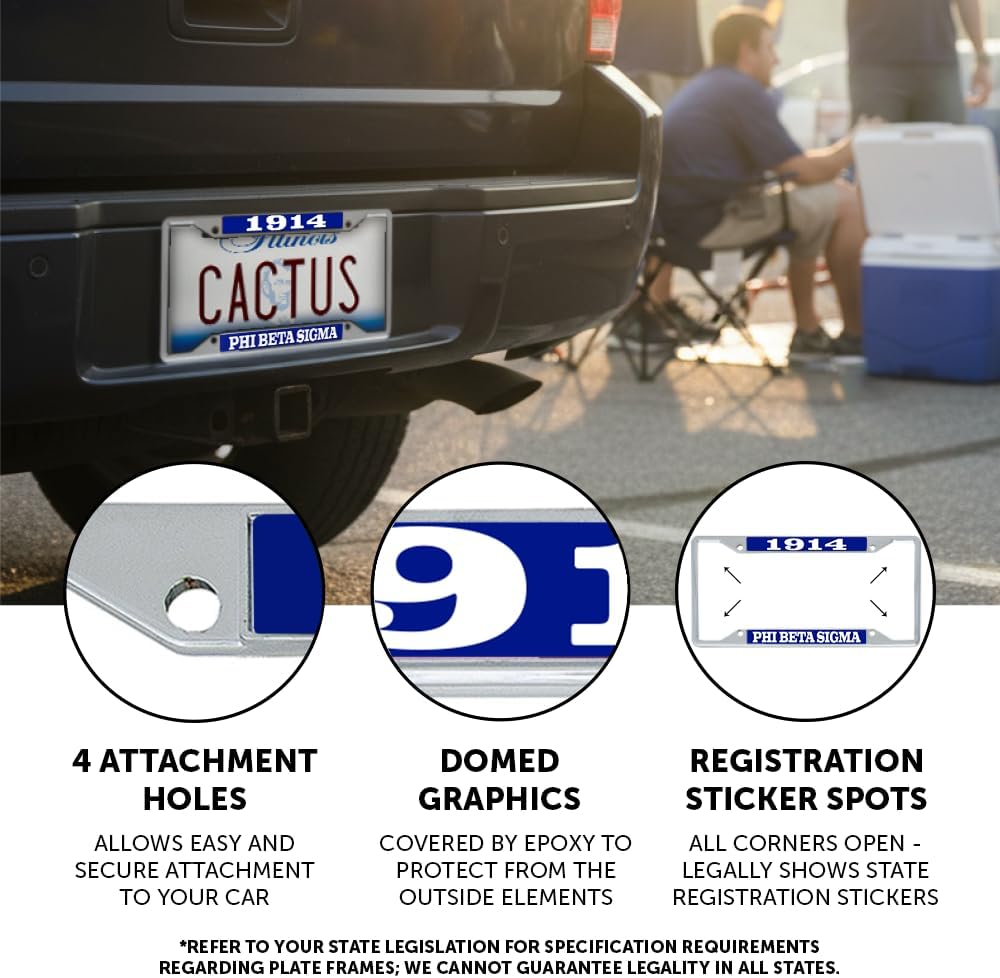 Desert Cactus Phi Beta Sigma Car Accessories Sigmas Metal License Plate Frame and Tag Holder for Front or Rear of Vehicle (Metal - Year/Name)