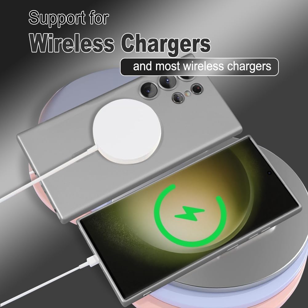 DIZORO Samsung S25 Ultra Case, Compatible with Mag Safe, Matte Luxury Metallic Luster Flexible TPU Wireless Charging Shockproof Case with Camera Protector (New Silver.) — Amazon image 3