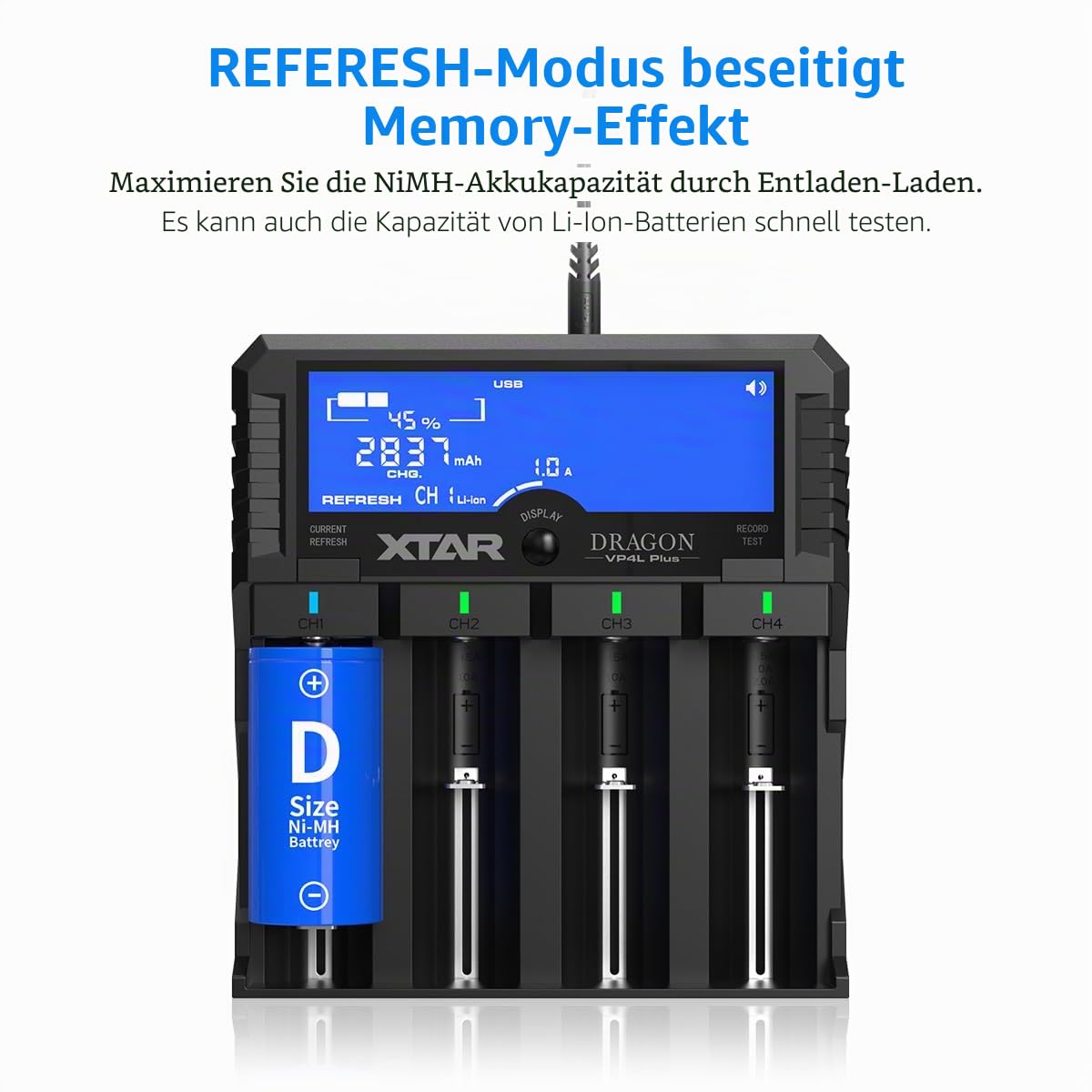 Wiederaufladbares Batterieladegerät: XTAR Dragon VP4L Plus 18650 21700 Ladegerät für 3,6V/3,7V Li-Ion, 1,2V AA/AAA NI-MH und 11,1V 3S-Akkupacks. Überprüfen Sie die Gesundheit Ihrer Batterie
