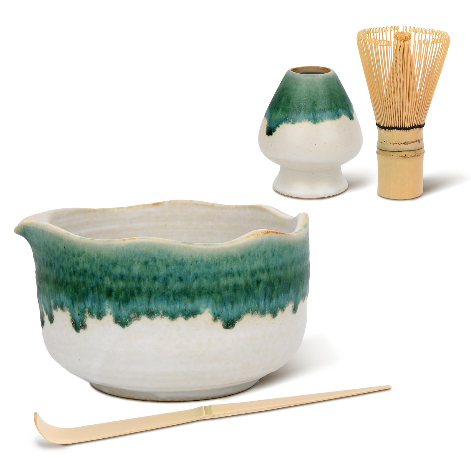 Ceramiczny zestaw matcha (śnieżny jadeit)