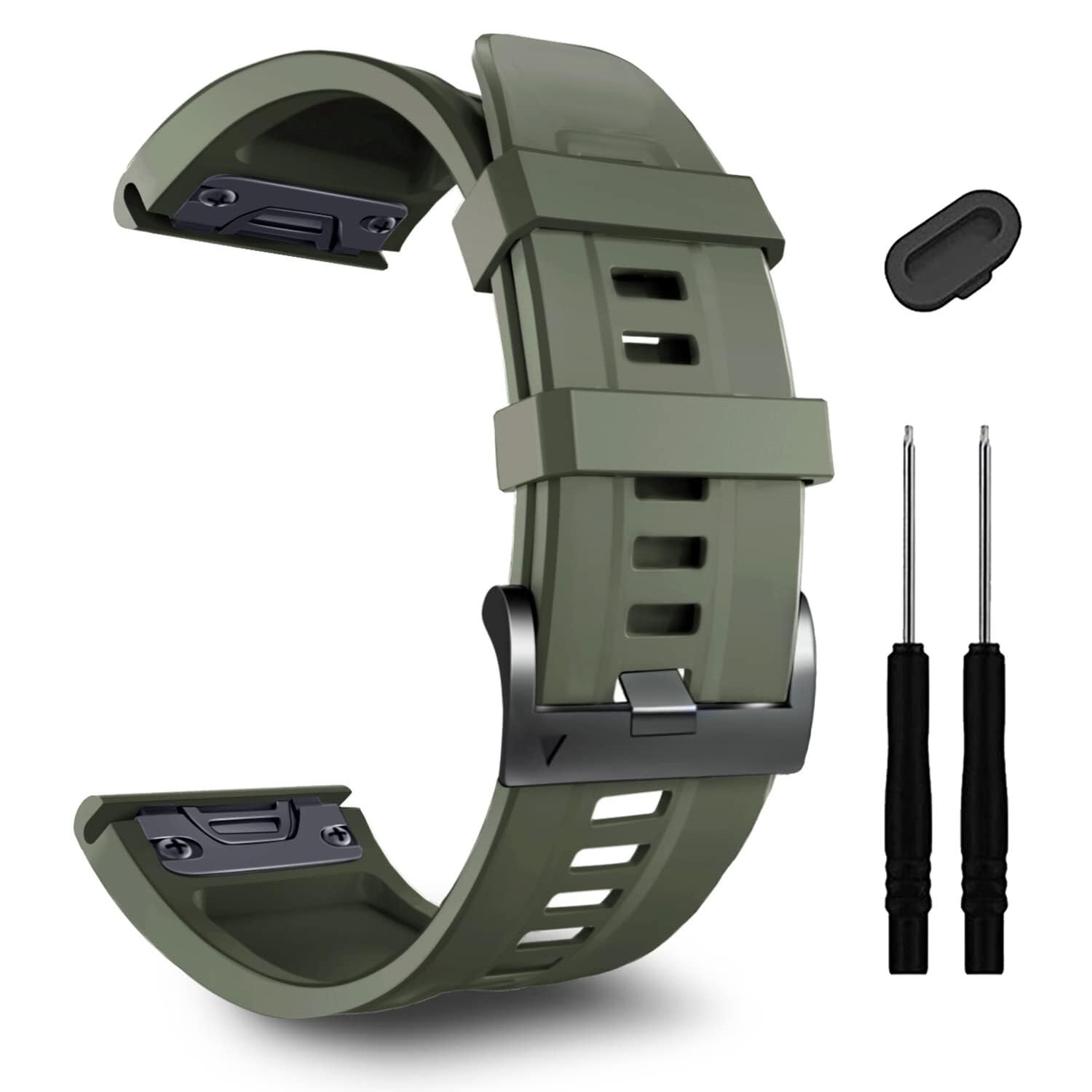 MODBAND 26mm Watch Band?For Garmin Fenix 7X Pro Epix Pro 51mm Fenix 6X Watch Strap Fenix 5X Plus Silicone Wristband Fenix 6X Pro Descent Mk2i MK3i 51mm Smartwatch WristBand(Olive green)