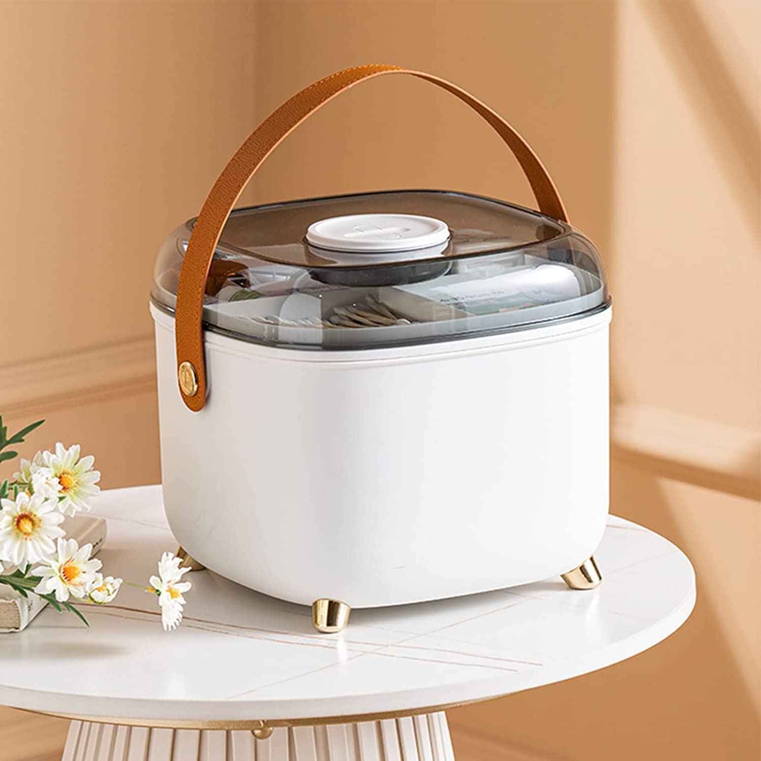 PLATU Medicine Box First Aid Storage Box, Medicine Chest Large Capacity First Aid Kit, Family First Aid Box Medicine Box Organizer, Plastic First Aid Storage Box Container Bin with Portable Handle (L)