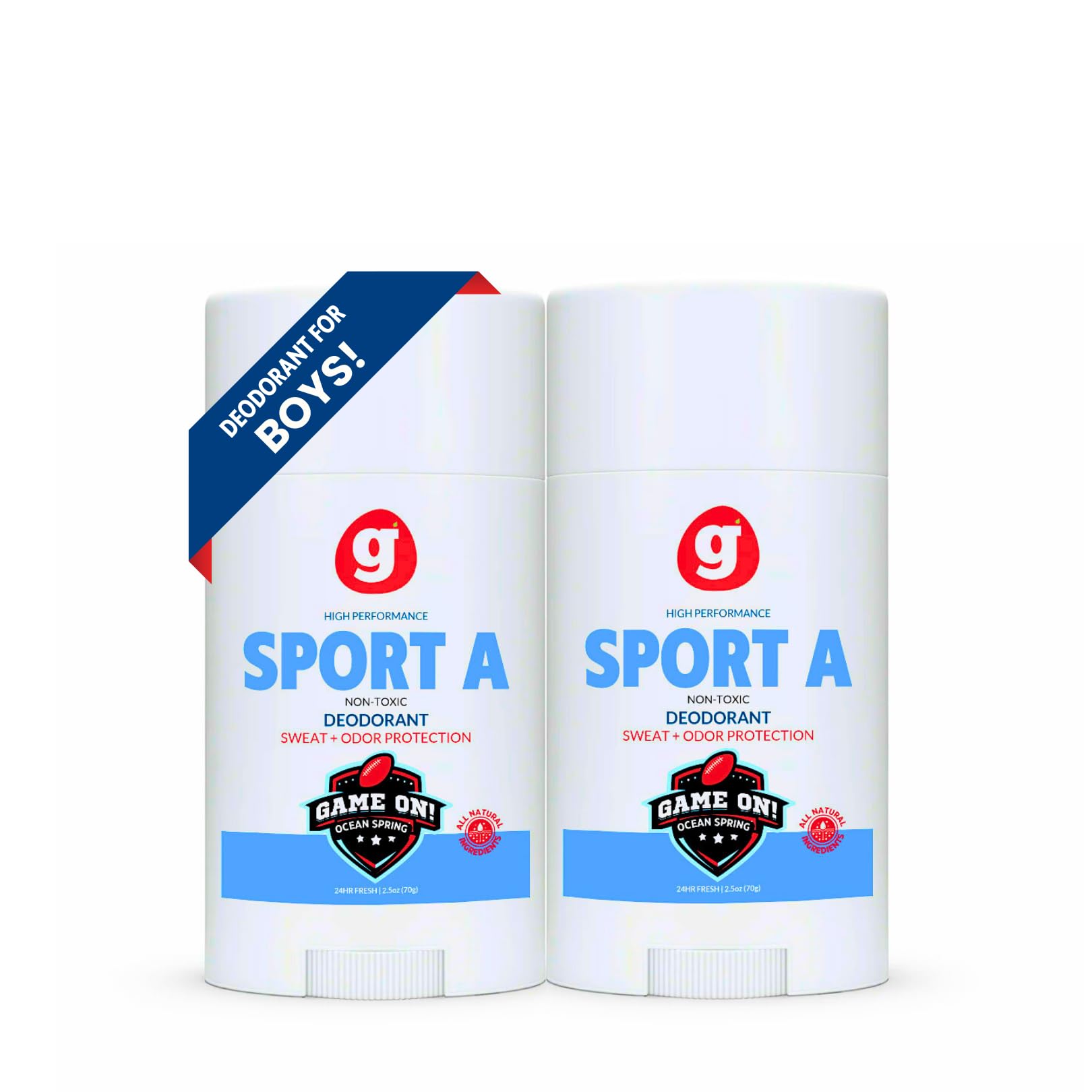 SPORT A Boys Deodorant: No Aluminum, No Paraben – High Performance, 24Hr Odor Protection, Ocean Spring Scent, Kids & Tweens. Made in the USA