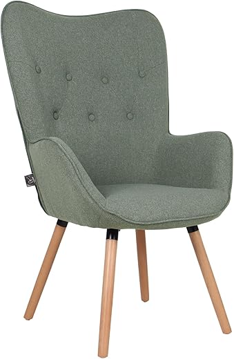 SVITA Cleo Ohrensessel Stoffbezug Fernsehsessel Relaxsessel Chesterfield Grau-Grün