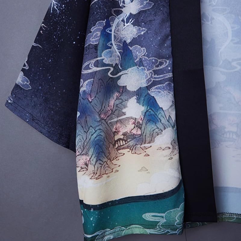 Image of LAI MENG FIVE CATS Women's Floral Print Loose Blouse Japanese Kimono Tops | Puff Sleeve,Cover up Top,Casual Cute Tops,Summer Cardigans 2026