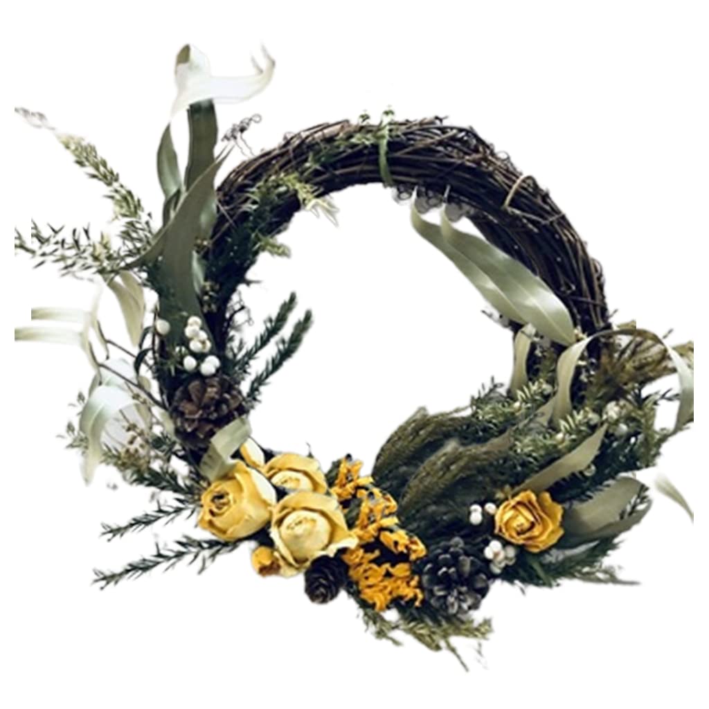 Couronne de fleurs séchées durable pour embellir une porte d'entrée vide