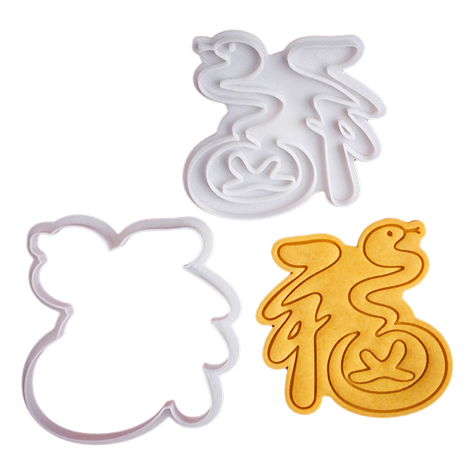 MICFENY New Year Fondant Cookie Mould Biscuit Cookware Luck Character Baking Mold for Cake Dessert Shop