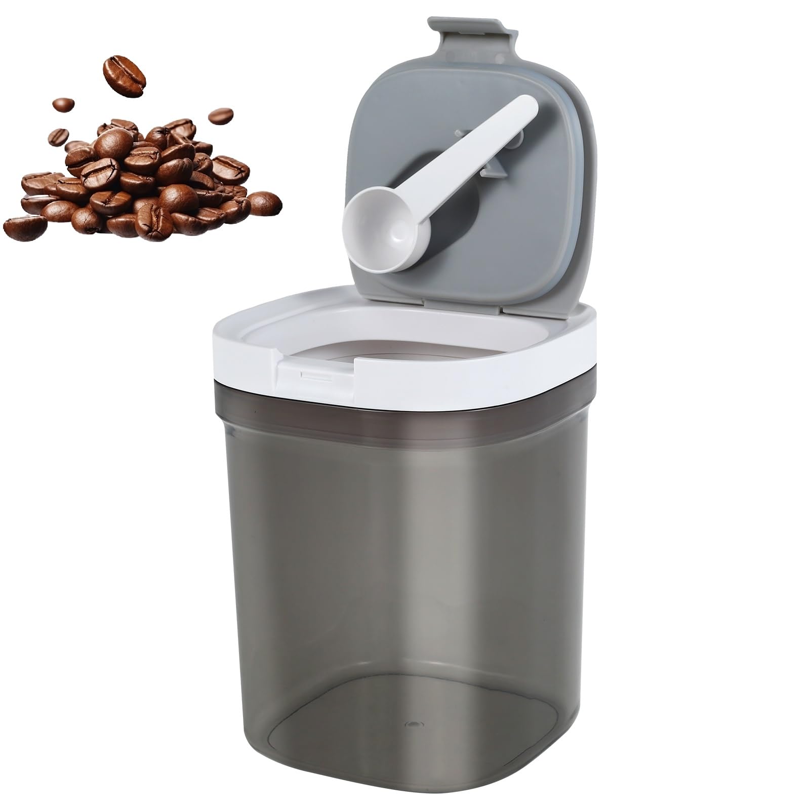 Yunyouc 1300Ml Coffee Bean Storage Container, Airtight Coffee Container With Lid & Scoop,1300 Ml Bpa-Free Plastic Kitchen Food Storage Canister For Spices, Herbs, Candy, Snacks (1300Ml)