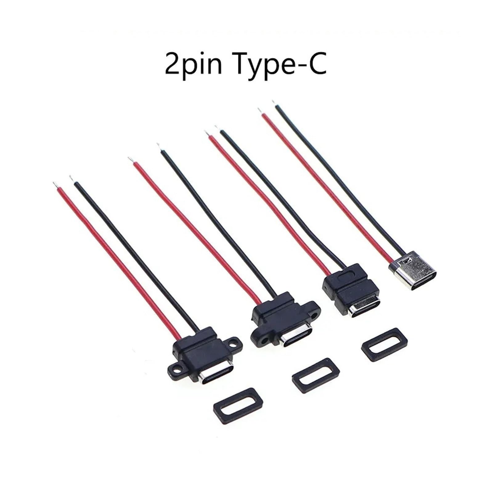USB C wodoodporny żeński 2-pinowy port do ładowania z przewodem (B,10 szt.)