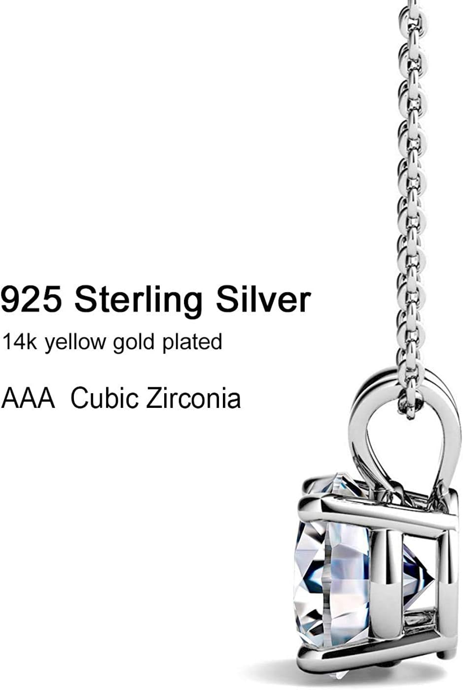 AllenCOCO 925 Sterling Silver Necklace for Women Trendy, AAA+ Cubic Zirconia Pendant Necklace Hypoallergenic 14K Gold Plated 925 Sterling Silver Minimalist CZ Necklace for Women Jewelry Gifts - Image 3
