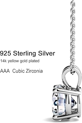 Miniatura 3 de AllenCOCO 925 Sterling Silver Necklace for Women Trendy, AAA+ Cubic Zirconia Pendant Necklace Hypoallergenic 14K Gold Plated 925 Sterling Silver