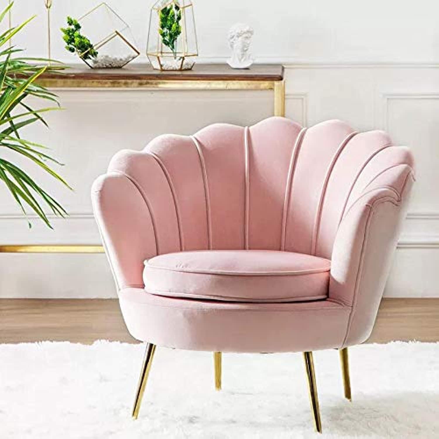 Good Luck Furniture Factory LLC Round shaped Flower chair - Mettle legs - velvet (pink)