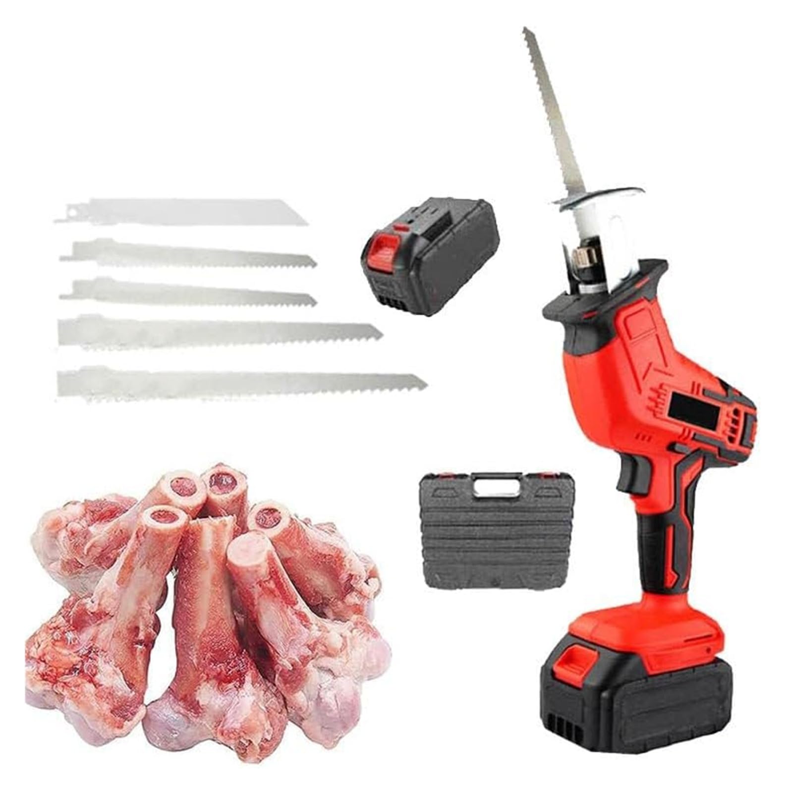 Handheld Electric Butcher Saw, Electric Bone Cutter, Low Vibration, Approximate Weight 2kg, Suitable for Commercial and Domestic Use, Fast Cutting Meat, Bones