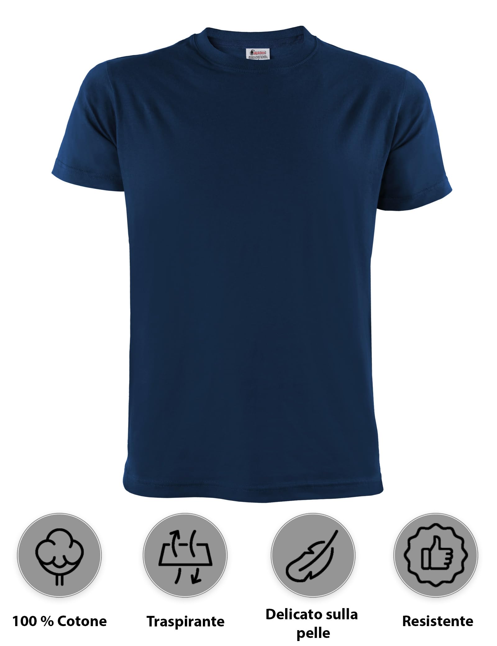 ALPIDEX T-Shirt Magliette da Uomo Confezione da 5 con Girocollo - Taglie S M L XL XXL 3XL 4XL 5XL