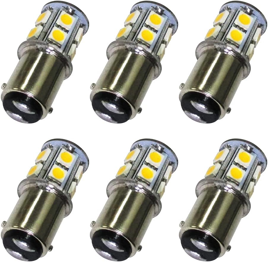 GLMING Ba15d 1076 1142 1004 Car LED Bulb Internal light Tail lights Turn signal light 13-5050SMD AC/DC 12V-24V Warm White Pack of 6