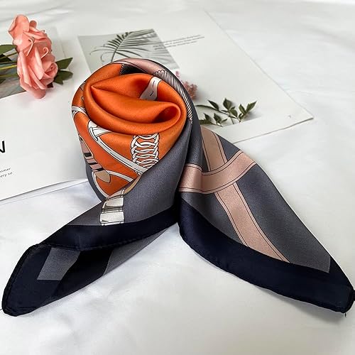 Miniatura 42 de FONYVE - Pañuelo de satén sedoso de tamaño mediano para mujer, cuadrado, 27.5 x 27.5 pulgadas