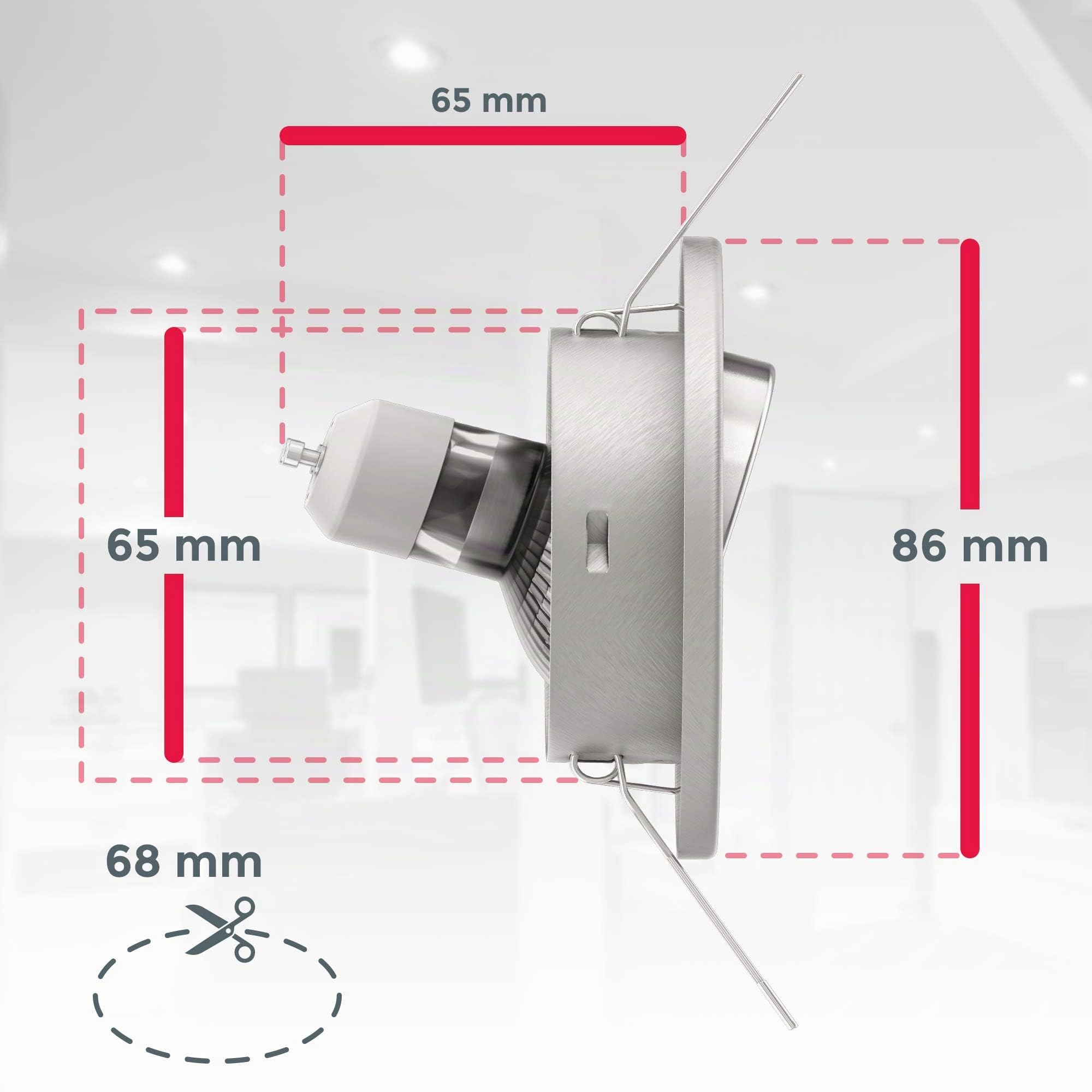 B.K.Licht lot de 10 spots LED encastrables orientables, livré avec ampoules 3W GU10, 250lm par spot, 230V, profondeur d'encastrement 60mm, blanc chaud 3000K