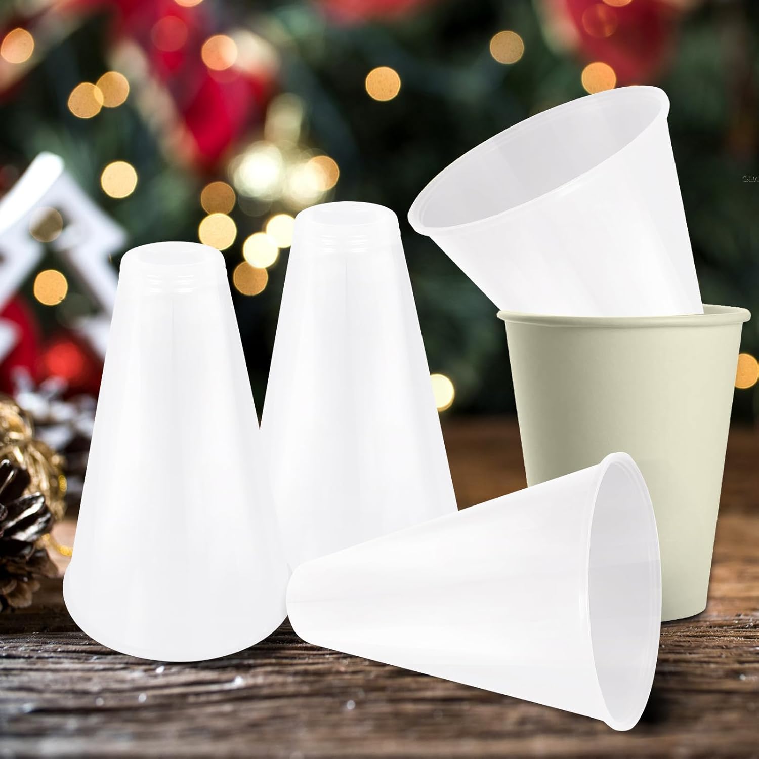 16 Pcs Cheer Megaphone for Party White Plastic Megaphone DIY Accessory for School Outdoor Activities Party Favors Sports Match Game (16, White)