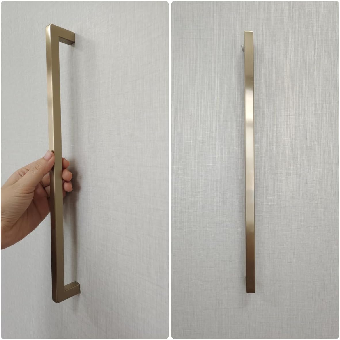 10 Pack 12-3/5 Inch Champagne Bronze Cabinet Pulls Square Kitchen Pulls for Cabinets Champagne Drawer Handles Modern Stainless Steel Kitchen Hardware