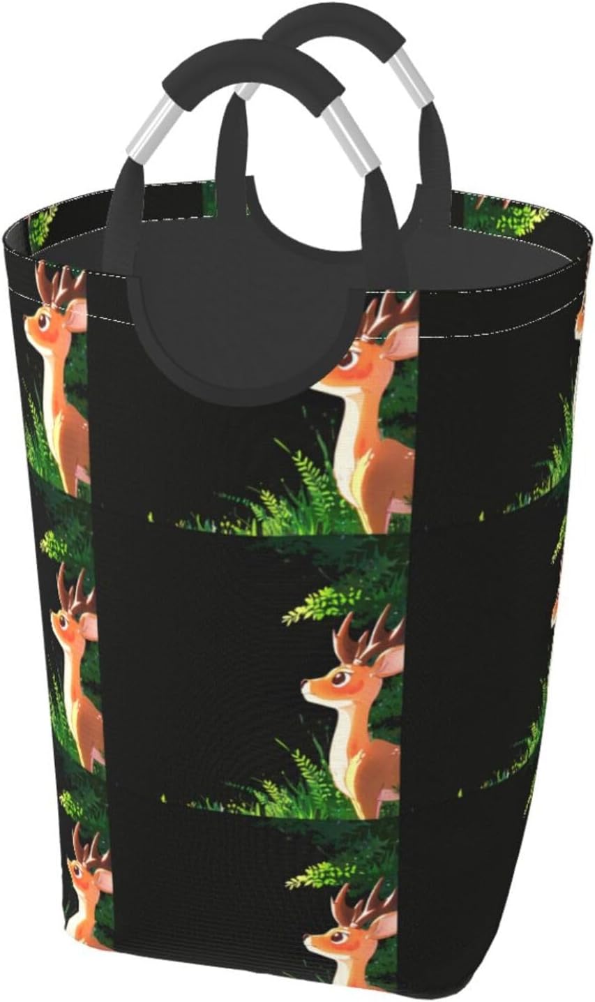 Deer looking into the distance Foldable storage bag, 50L capacity, suitable for laundry room, dormitory bedroom, dirty clothes storage basket.