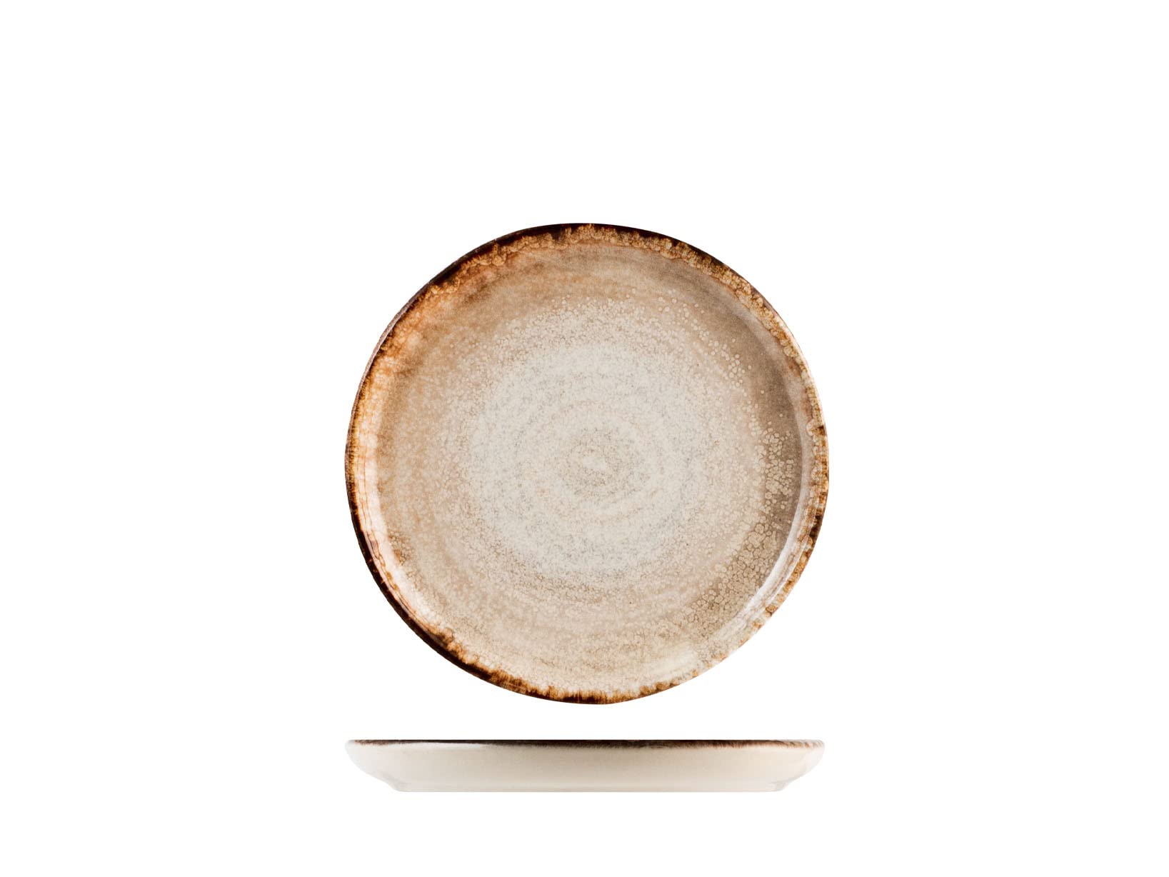 Set 24 Piattini Pane In Stoneware - Stile Artigianale, Colore Marrone, Diametro 14 Cm - Foto 2