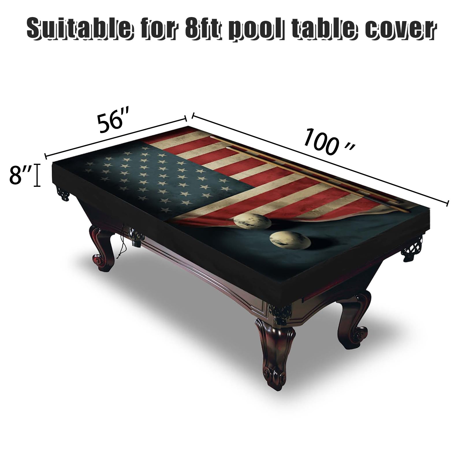 DTESL Pool Table Cover, Waterproof & Dustproof Outdoor/Indoor Polyester Taffeta Cloth Table?Billiard Pool Table Cover Scratch-Resistant?8ft?