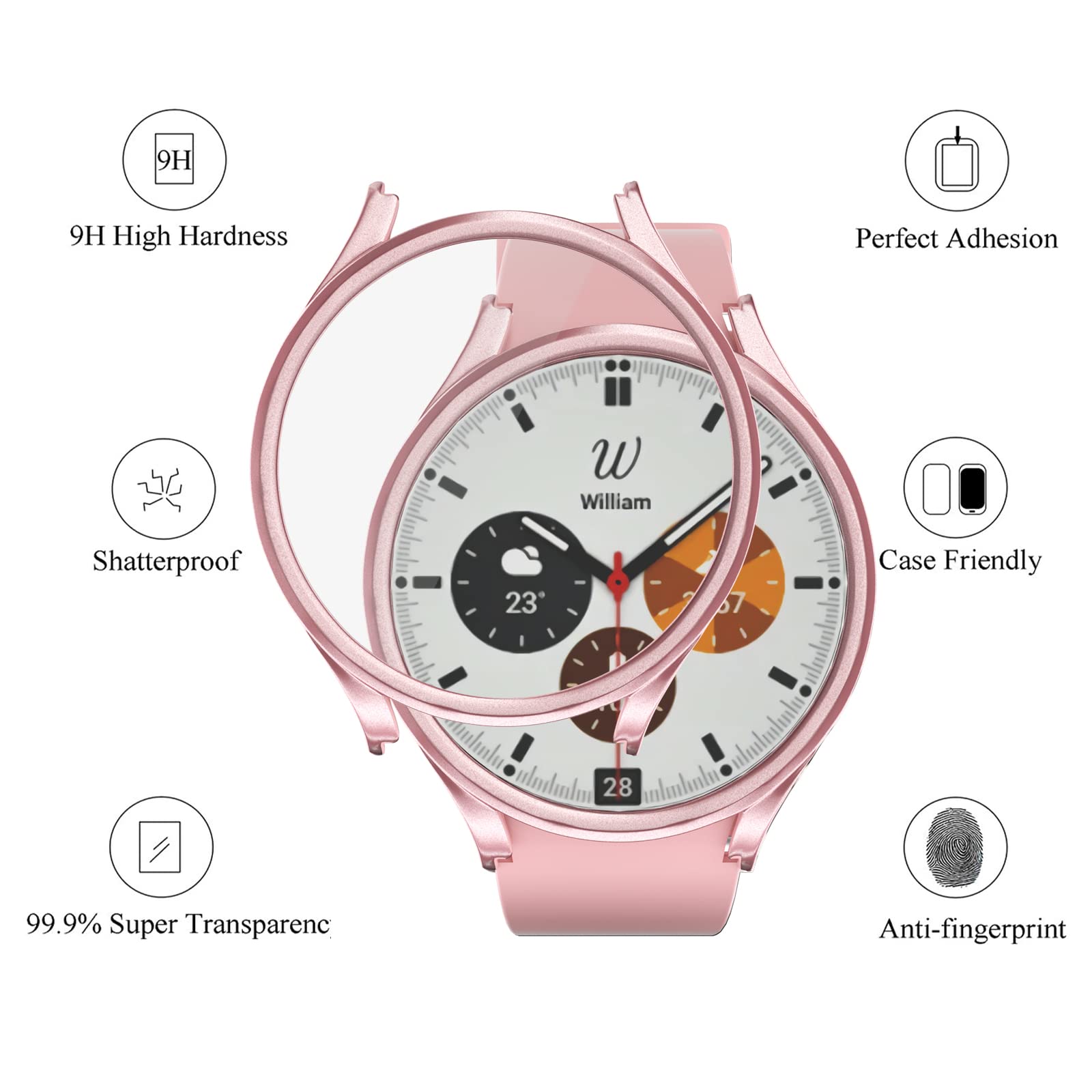 Pellicola proteggi schermo per Samsung Galaxy Watch 4 40 mm, confezione da 5 + 5, custodia rigida in policarbonato e custodia protettiva in vetro temperato per Samsung Galaxy Watch 4 40 mm