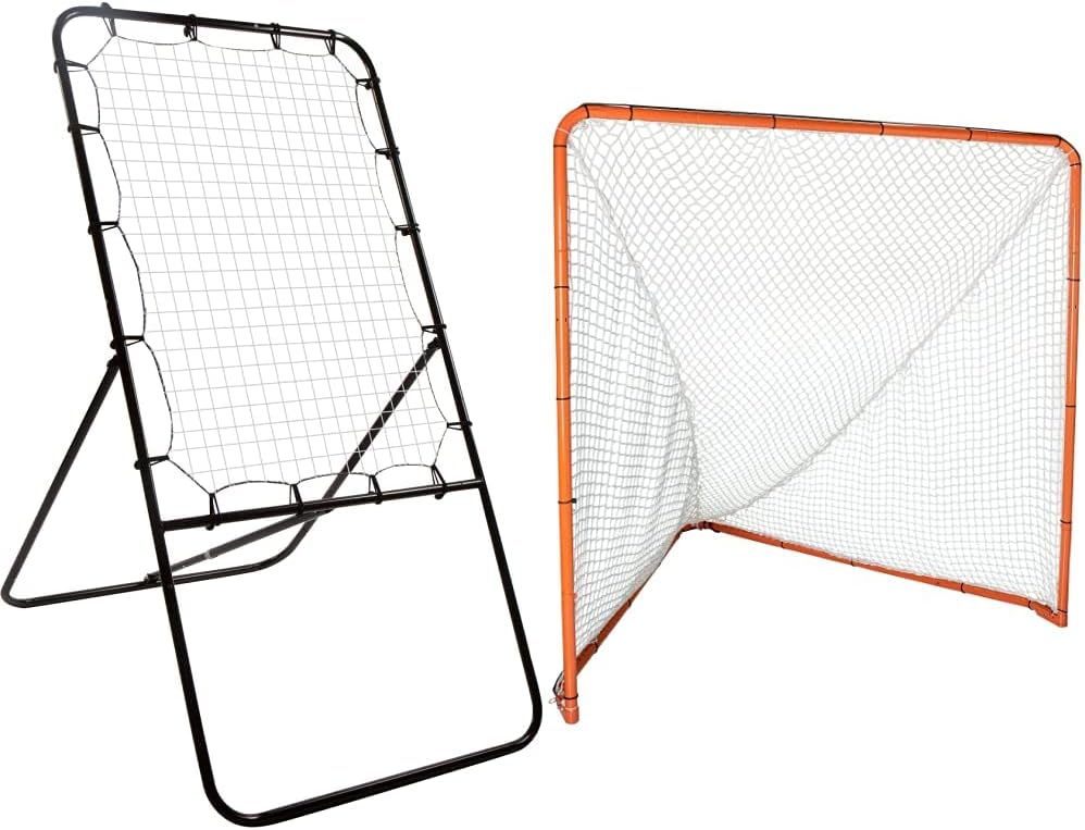 4' Lacrosse Bounce Back Rebounder Pitch Back Ball Return Training Screen by Trademark Innovations & EZGoal Lacrosse Folding Goal, 6 x 6-Feet, Orange : Sports & Outdoors