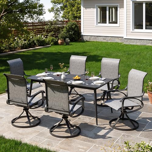 Image of LOUVIXA Patio Swivel Chair Set of 6, All-Weather Patio Swivel Rocking Chair, High Back Patio Dining Chairs for Backyard, Porch, Lawn, Garden(6, Ash Grey)