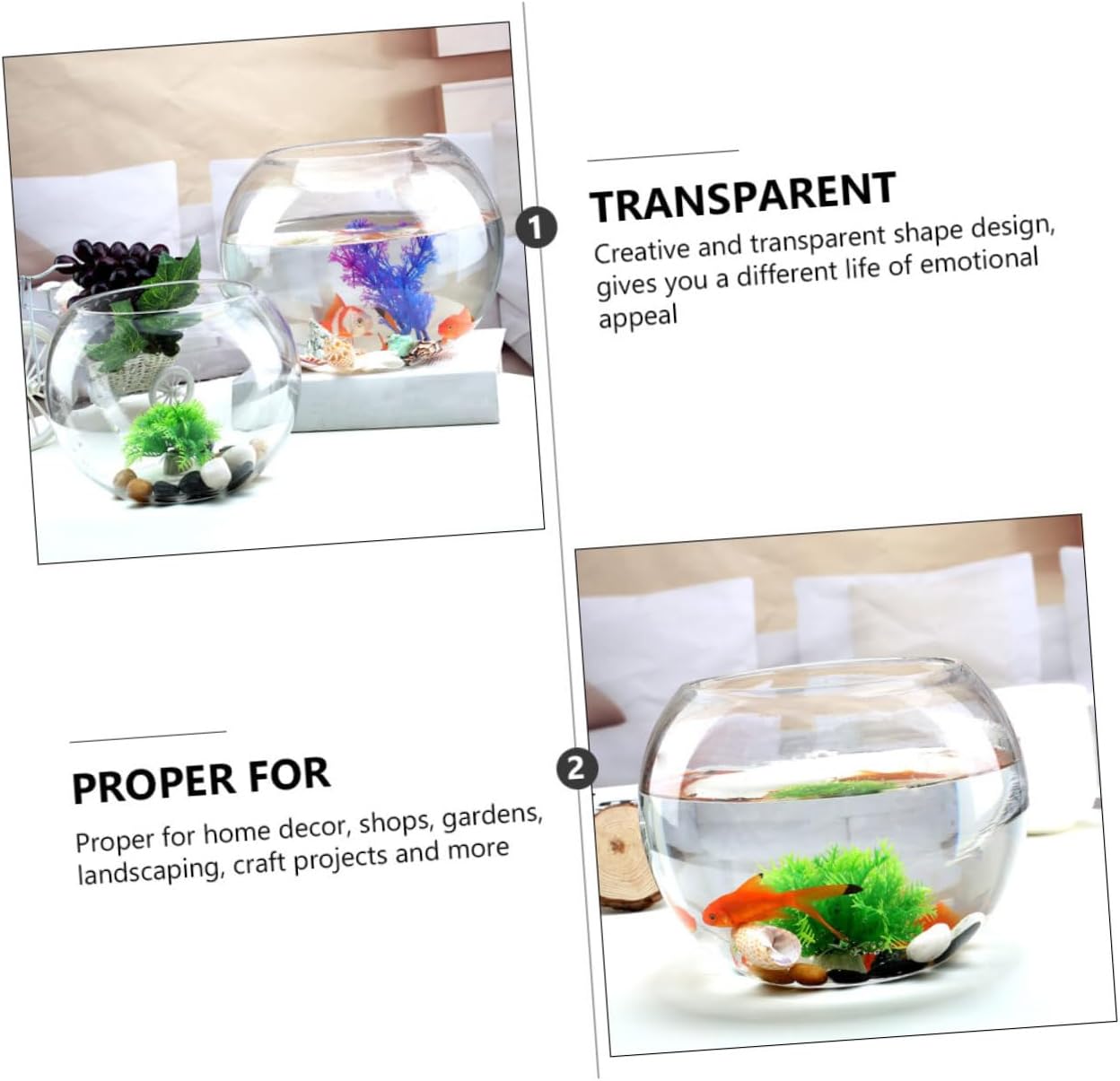 IMIKEYA 2Pcs Round Glass Terrarium Containers for Hydroponic Plants Stylish Moss Planters for Home Decoration Compact for Indoor Spaces for Succulents and Cacti